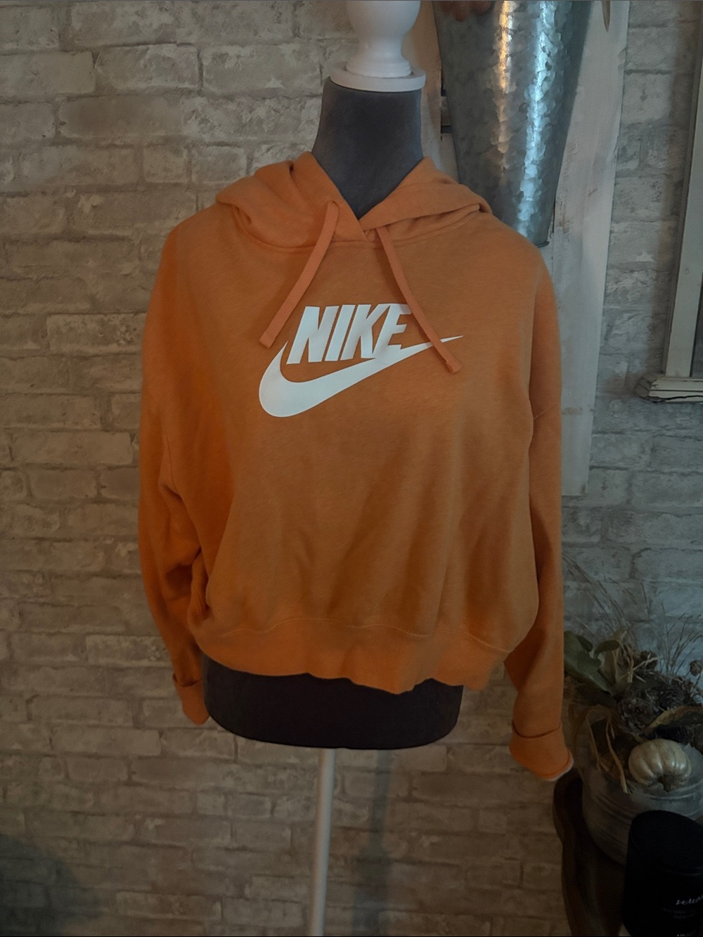 Nike Orange Logo Oversized Pullover Sweatshirt
